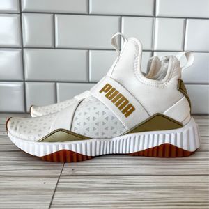 Puma Women's Defy Mid Sparkle White Gold Sneakers